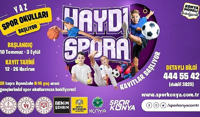 Konya Büyükşehir’in 28 İlçedeki Yaz Spor Okulları’nda Kayıt Heyecanı Devam Ediyor