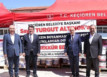 Okulların tadilatı için boyalar Keçiören Belediyesi’nden