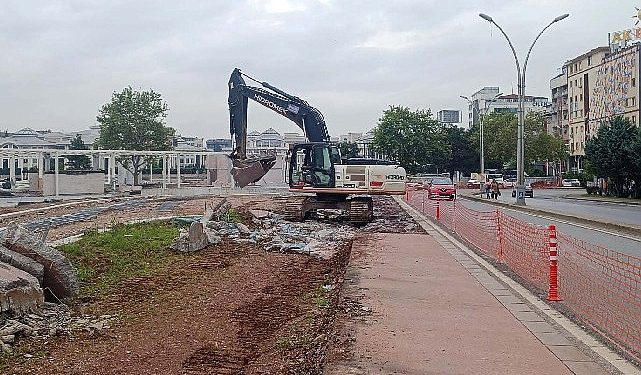Ulusal İrade Meydanı’nda şerit genişletme çalışması
