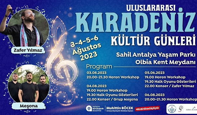 Antalya Büyükşehir Belediyesi Memleketler arası Karadeniz Kültür Günleri aktifliği düzenliyor