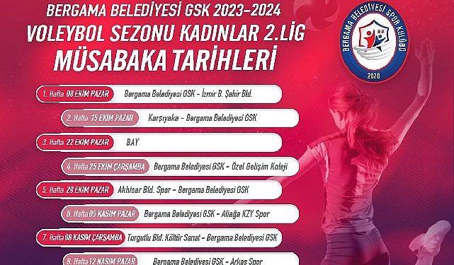 Bergama Belediyesi Voleybol Kadrosu Maç Takvimi aşikâr oldu