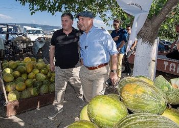 Lider Soyer domates ve karpuz hasadına katıldı