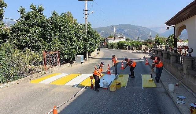 Antalya Büyükşehir grupları yaya geçitleri ve kasisleri boyuyor