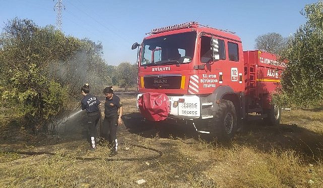 Aydın Büyükşehir Belediyesi İtfaiyesi’nden Umurlu’daki yangına müdahale