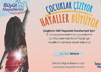 Çocuklar Cumhuriyet için çiziyor
