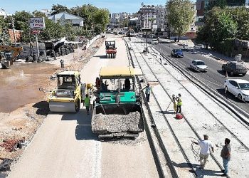 Çöken tramvay sınırı onarıldı