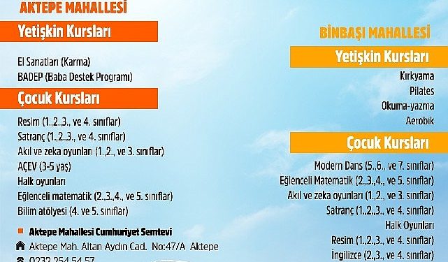 Cumhuriyet Semtevlerinde kurs kayıtları başladı