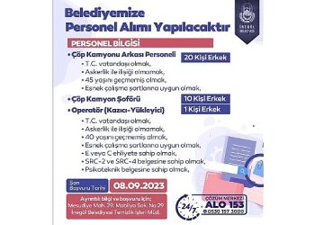 İnegöl Belediyesi 31 İşçi Alacak