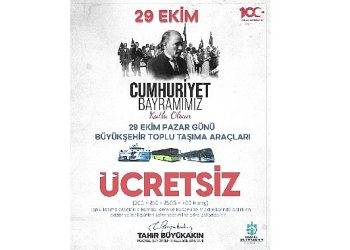 Kocaeli Büyükşehir’den 29 Ekim’de fiyatsız ulaşım