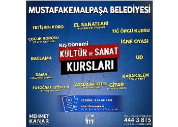 Mustafakemalpaşa’da kültür sanat kursları kış periyodu kayıtları başlıyor