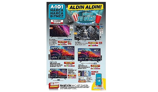 A101’de Dünya Televizyon Gününe Özel Birbirinden Çeşitli Televizyonlar Satışa Sunuluyor