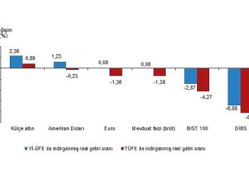 Aylık en yüksek gerçek getiri külçe altında oldu