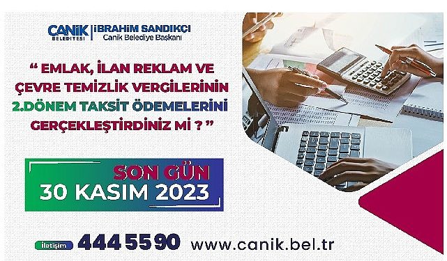 Canik’te Vergi Ödemeleri İçin Son Tarih: 30 Kasım