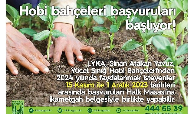 Hobi bahçeleri müracaatları başlıyor!