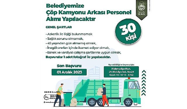 İnegöl Belediyesi 30 İşçi Alacak