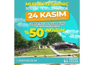 Muradiyesarnıç toplumsal tesisleri’nden öğretmenlere özel %50 indirim