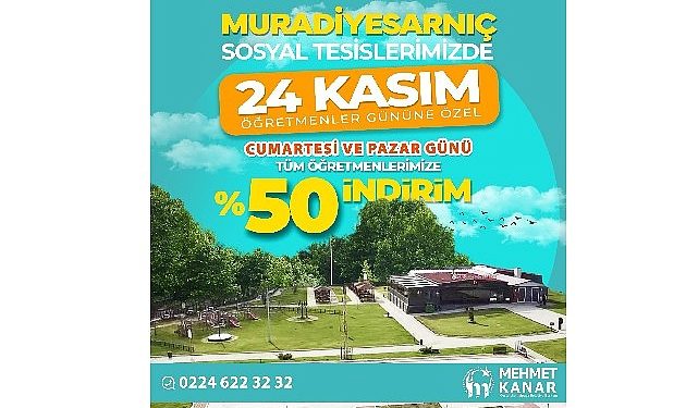 Muradiyesarnıç toplumsal tesisleri’nden öğretmenlere özel %50 indirim