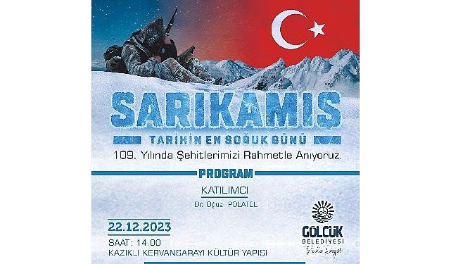 Sarıkamış şehitleri gölcük’te anılacak