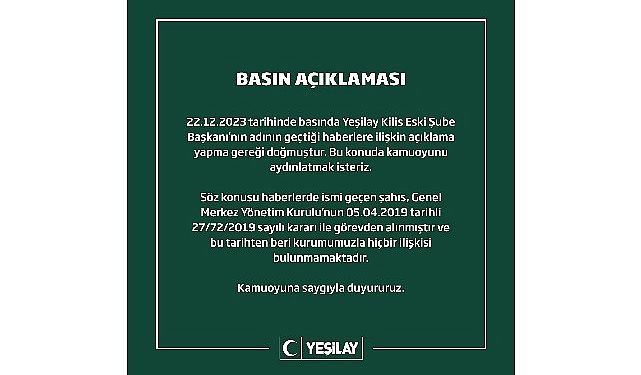 Yeşilay basın açıklaması