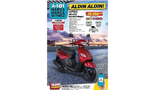 11 Ocak Günü A101’de Akaryakıtlı Moped Satışa Sunuluyor