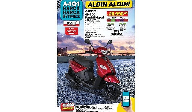 11 Ocak Günü A101’de Akaryakıtlı Moped Satışa Sunuluyor