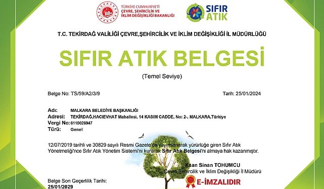 Sıfır atık evrakını Malkara’ya kazandırdık