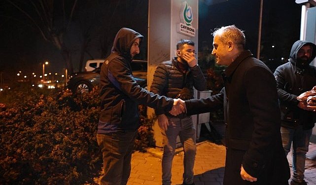 Bünyamin Çiftçi, çalışanları mesaiye uğurladı