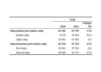 TÜİK: Türkiye genelinde Ocak ayında 80 bin 308 konut satıldı