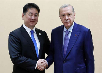 Cumhurbaşkanı Erdoğan, Moğolistan Cumhurbaşkanı Khurelsukh ile bir araya geldi