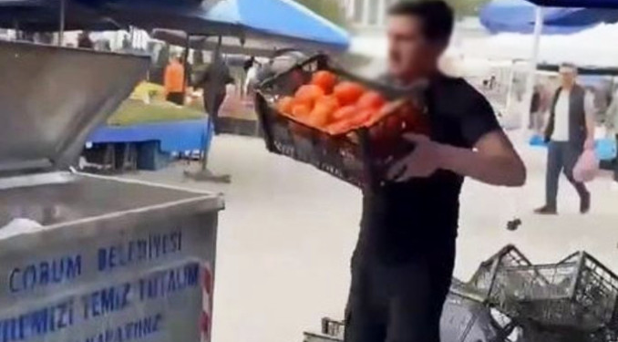 Domatesleri çöpe döken pazarcıya milyonluk ceza