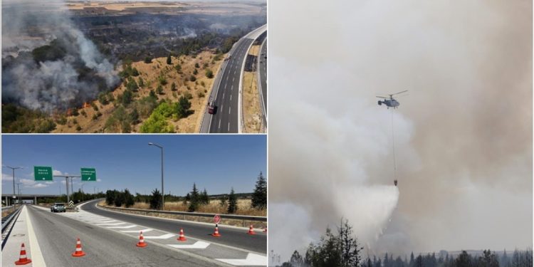 Kırklareli’nde yangını! Avrupa Otoyolu trafiğe kapatıldı